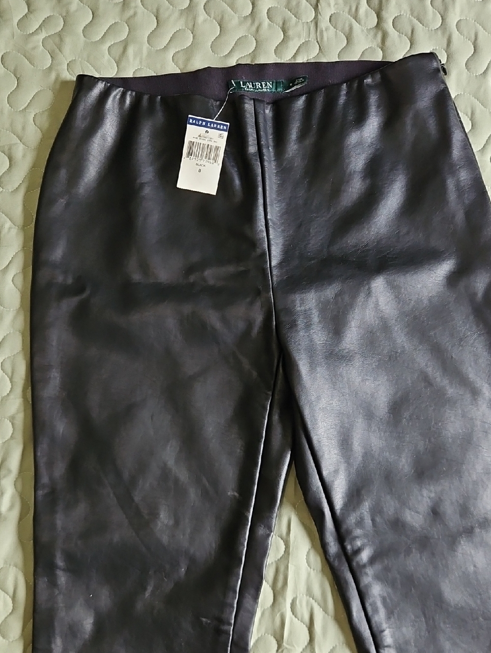 Lauren Ralph Lauren Black Faux Leather Slim Pants